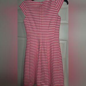 Flattering Lilly Pulitzer Briella Ponte Fit & Flare Dress Hot Pink and White XS
